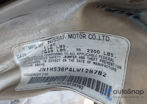 1990 Nissan 240Sx Se z USA, uszkodzony, nr VIN JN1HS36P4LW128782